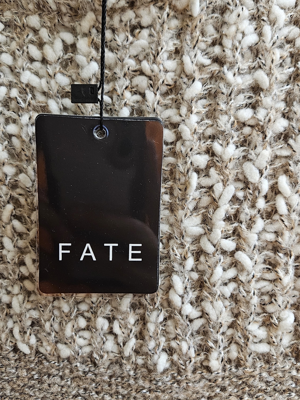 FATE Cozy Two-Tone Scoop Neck Sweater in Taupe and Cream Size Medium NWT - Picture 9 of 12